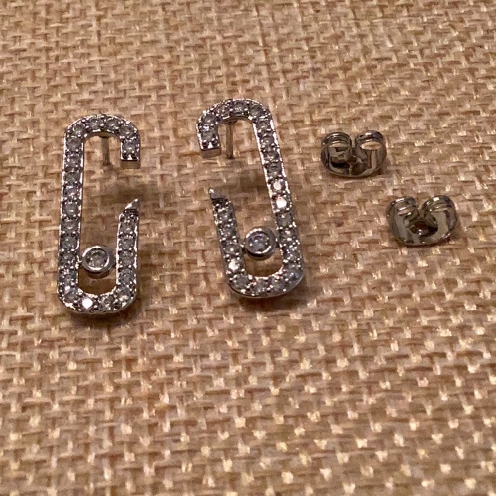 Silver Zirconium Pin Stud Earrings